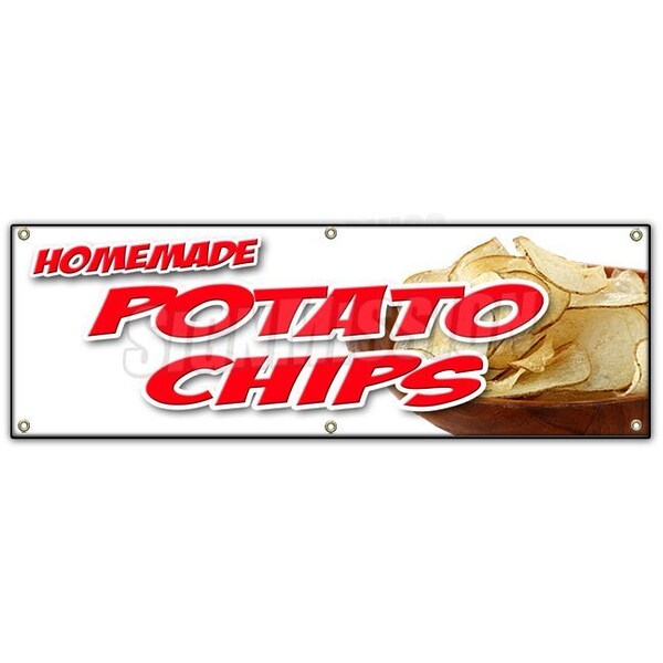 Signmission HOMEMADE POTATO CHIPS BANNER SIGN kettle bar b que fresh made warm B-72 Homemade Potato Chips - main